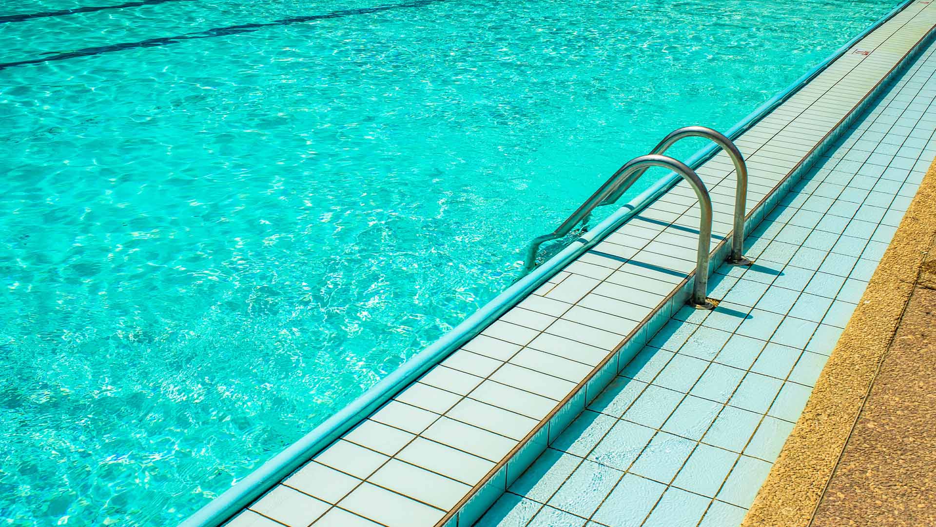 A clean swimming pool after disinfection, using bromine or chlorine.