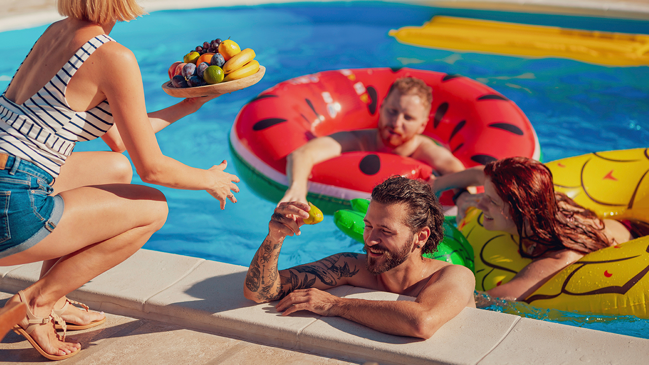 Enjoy summer time with family in a clean swimming pool.